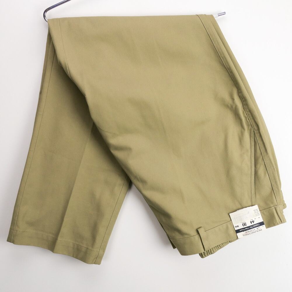 Roundtree & Yorke Men's Khaki Golf Casual Pants 42x30 Classic Fit Flat Front NWT